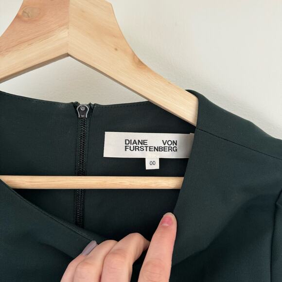 DIANE VON FURSTENBERG Green Capreena Hunter Long Sleeve Mini Dress Size 00 - Picture 5 of 8